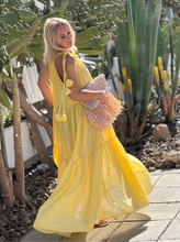 Load image into Gallery viewer, SUNSHINE MAXI DRESS with 6 mtrs volant / sunny yellow cotton voile