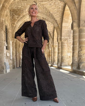 Load image into Gallery viewer, SAILOR TROUSERS/ chocolate brown embroidered cotton