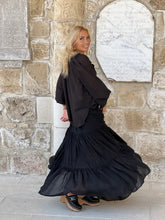 Load image into Gallery viewer, GYPSETTE MAXI SKIRT / black cotton voile