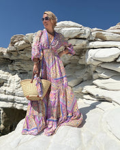 Load image into Gallery viewer, HIPPIE MAXI DRESS with 6 mtrs skirt/ pastel oriental print