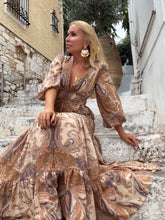 Load image into Gallery viewer, HIPPIE MAXI DRESS/ cafe latte paisley
