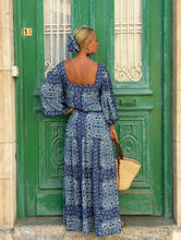 Load image into Gallery viewer, CARO MAXI DRESS/ navy blue floral print
