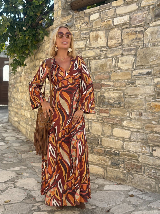 DIVA MAXI DRESS/ 60’s style print jeans