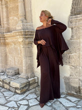 Load image into Gallery viewer, 3 TROUSERS / chocolate brown linen jersey