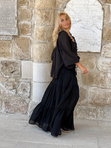 GYPSETTE MAXI SKIRT / black cotton voile