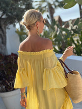 Load image into Gallery viewer, SUNRISE BEACH DRESS WITH SHORT FRONT/ sunny yellow cotton voile