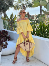 Load image into Gallery viewer, SUNRISE BEACH DRESS WITH SHORT FRONT/ sunny yellow cotton voile