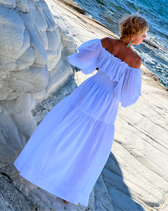 BELLA MAXI DRESS/ white cotton voile