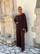 Load image into Gallery viewer, 3 TROUSERS / chocolate brown linen jersey
