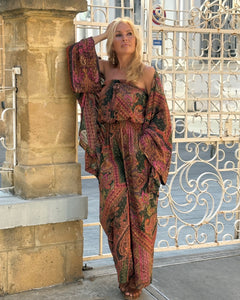LUNA JUMPSUIT / tourmaline print with golden thread