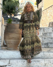 Load image into Gallery viewer, NOMAD MAXI DRESS/ green and olive green paisley print