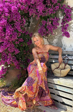 Load image into Gallery viewer, LA ISLA MAXI DRESS/ spicy orange, fuchsia , purple oriental print