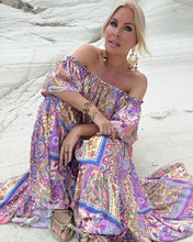 Load image into Gallery viewer, FLAMENCO TOP / oriental print in pastel violet+ butter yellow