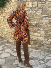 Load image into Gallery viewer, TWIGGY SHORT DRESS / 60’s style print jeans PRE ORDER