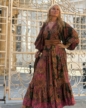 Load image into Gallery viewer, THALASSA MAXI DRESS/ tourmaline print with golden thread