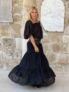 GYPSETTE MAXI SKIRT / black cotton voile