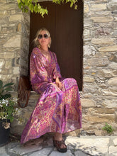Load image into Gallery viewer, HIPPIE MAXI DRESS/ amethyst purple oriental print