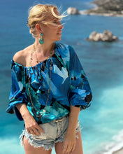 Load image into Gallery viewer, DREAM BLOUSE/ dark turquoise xl flowers