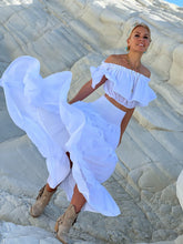 Load image into Gallery viewer, GYPSETTE SKIRT WITH RUFFLES , 6 mtrs volant/ white cotton voile