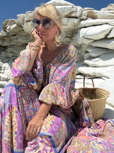 Load image into Gallery viewer, YASMINE MAXI DRESSwith 6 mtrs skirt / pastel oriental print