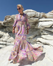 Load image into Gallery viewer, HIPPIE MAXI DRESS with 6 mtrs skirt/ pastel oriental print