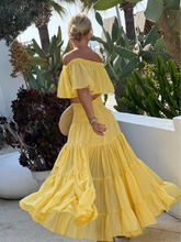 Load image into Gallery viewer, SUNNY MAXI SKIRT WITH SHORT FRONT/ sunny yellow cotton voile