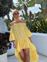 Load image into Gallery viewer, SUNRISE BEACH DRESS WITH SHORT FRONT/ sunny yellow cotton voile