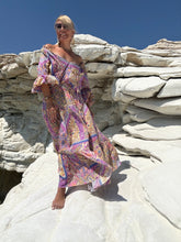 Load image into Gallery viewer, YASMINE MAXI DRESSwith 6 mtrs skirt / pastel oriental print