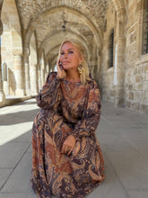 Load image into Gallery viewer, MIA MAXI DRESS/ caramel brown paisley