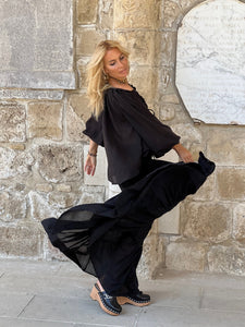 GYPSETTE MAXI SKIRT / black cotton voile
