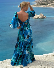 Load image into Gallery viewer, BONITA MAXI DRESS / dark turquoise xl flowers