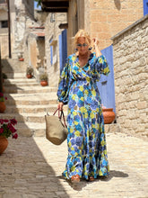 Load image into Gallery viewer, BOHOSOUL MAXI DRESS/ blue floral print