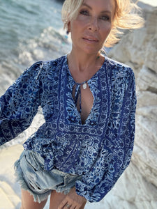 NOMAD BLOUSE / navy blue floral print