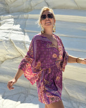 Load image into Gallery viewer, SHORT KIMONO/ amethyst purple oriental print