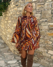 Load image into Gallery viewer, TWIGGY MINI DRESS/ 60’s style print jeans PRE ORDER