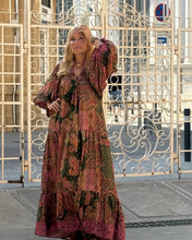 Load image into Gallery viewer, THALASSA MAXI DRESS/ tourmaline print with golden thread