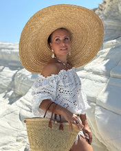 Load image into Gallery viewer, CARMEN BLOUSE / cream white embroidered cotton
