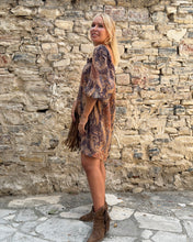 Load image into Gallery viewer, BELLA SHORT DRESS/ caramel brown symetrical paisley