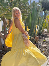 Load image into Gallery viewer, SUNSHINE MAXI DRESS with 6 mtrs volant / sunny yellow cotton voile