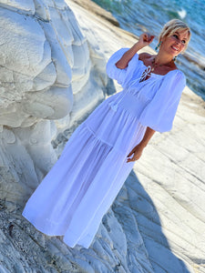 BELLA MAXI DRESS/ white cotton voile