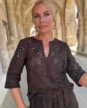Load image into Gallery viewer, BOHOSOUL BLOUSE/ chocolate brown embroidered cotton