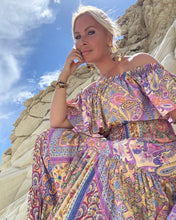 Load image into Gallery viewer, FLAMENCO TOP / oriental print in pastel violet+ butter yellow