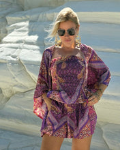 Load image into Gallery viewer, SHORT KIMONO/ amethyst purple oriental print