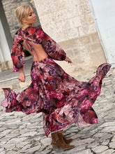 Load image into Gallery viewer, NUSA MAXI DRESS/ red and pink floral chiffon