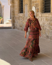 Load image into Gallery viewer, GYPSETTE MAXI SKIRT / tourmaline print+ golden thread