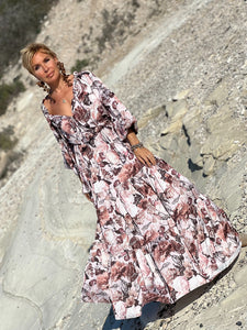 YASMINE MAXI DRESS/ beige floral print