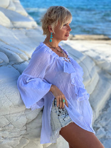 PIRATE BLOUSE/ white cotton voile