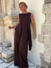 Load image into Gallery viewer, 3 TROUSERS / chocolate brown linen jersey