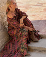 Load image into Gallery viewer, GYPSETTE MAXI SKIRT / tourmaline print+ golden thread