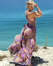 Load image into Gallery viewer, GODDESS MAXI DRESS/ blue orchid oriental print